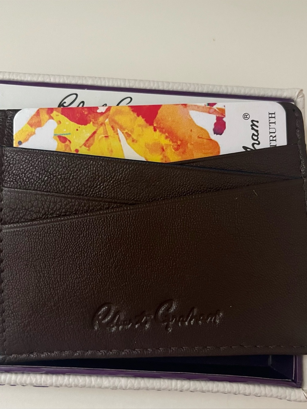 ROBERT GRAHAM NWT MEN’S GENUINE LEATHER RFID BROWN CARD HOLDER WALLET
